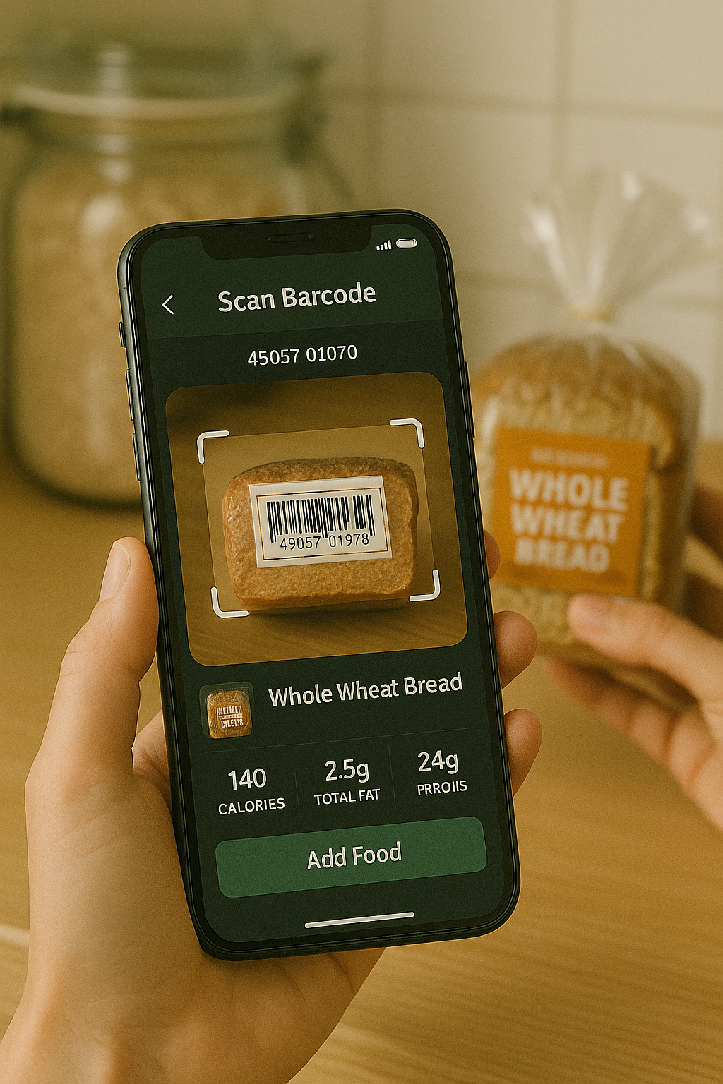 Barcode scanner for a bread loaf